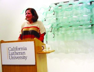 Poetry: Heather Winterer discussed poetry with California Lutheran University students at the William Rolland Gallery of Fine Arts. Photo courtesy of Julie Griffin