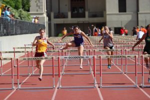 Junior Scout Gibson ran a 16.60 in the women's 100m hurdle event, putting her in ninth place. 