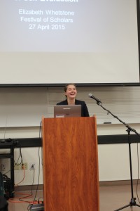 Elizabeth Whetstone presented her research named "Self-Introspection in Sidney's 'Astrophil and Stella'" on April 27.  