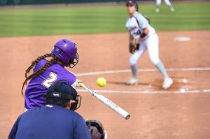 Junior short stop Antonia Rapisardi contributed to the Regals wins by producing three RBIs crucial to the winning outcome.  Photo by P.K. Duncan--Staff Photographer