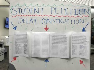 Student petition posted in library entrance. Photo by Taylor Rowlands - Editor in Chief 