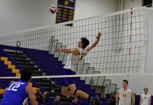 Sophomore Justin Dietrich had six kills and hit for .566 in his last game against Moorpark College.    Photo by Aliyah Navarro- Photojournalist