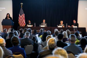 Accuracy and authenticity: Local media professionals gather at the Ronald Reagan Presidential Library Sept. 14 to discuss issues facing the media at a local, national and international level. Provided by Brian Stethem - University Photographer
