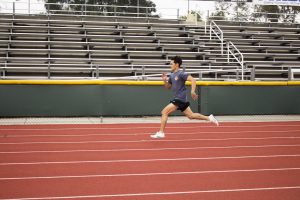First-year long and triple jumper Brandon Carbullido trains for his first track and field season at Cal Lutheran.  (Photo by Jessica Colby - Photojournalist)